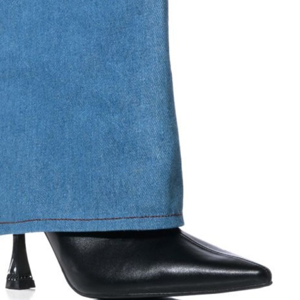 AZALEA WANG " 2 TONE FOLD " FOLD OVER DENIM BOOTIE IN BLUE( BRAND NEW !!!!!!!!!! - Picture 2 of 6